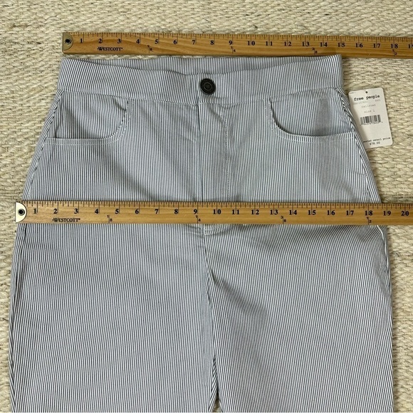 Free People Pants Sz L Florence Crop Flare Blue White Striped NWT - Picture 8 of 14